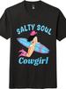 Unisex Western Cowgirl Surfer Graphic T-Shirt Unisex Cotton Beach Vacation Tee