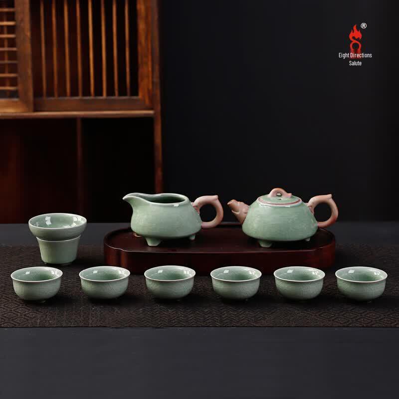 Bafangli Ge Kiln 10-Piece Ceramic Tea Set