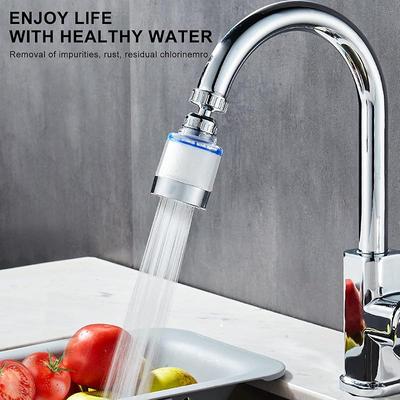 Der Küchenarmaturenfilter hat einen spritzfreies Belüfterkopf mit einem 360° voll drehbaren Auslauf und Wasserfilter, der flexibel ausziehbar ist.