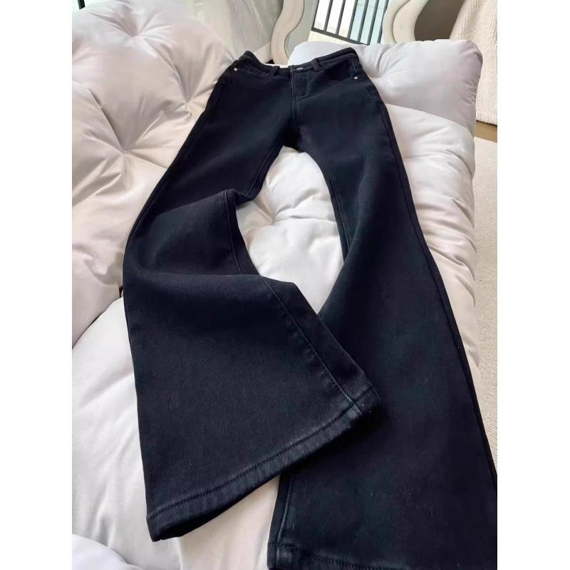 

Женские джинсы больших размеров эластичные с высокой посадкой микро-клеш с флисовой подкладкой для осени/зимы S