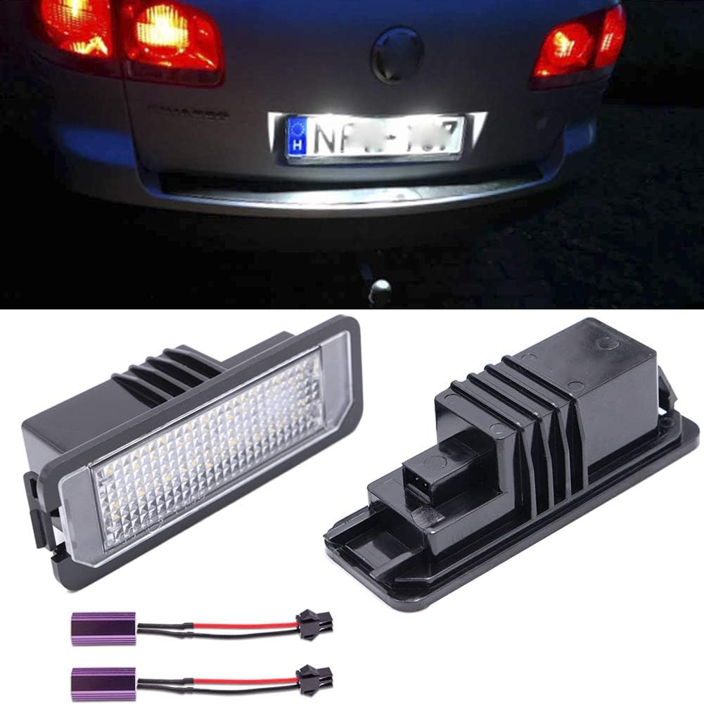 2pcs LED License Plate Lights Number Lamp for MK5 GTI MK6 MK7 Golf 5 Glof 6 Golf 7 New Beetle Passat CC Rabbit Eos Phaeton Polo Lupo Powered by Xenon