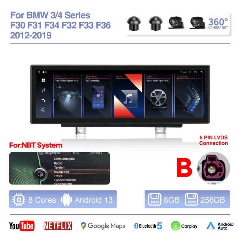 Android 13 For For BMW 3/4 Series F30 F31 F32 F33 F34 Multimedia Video Player GPS Navigation Radio 14.9Inch Auto Carplay 4G 360