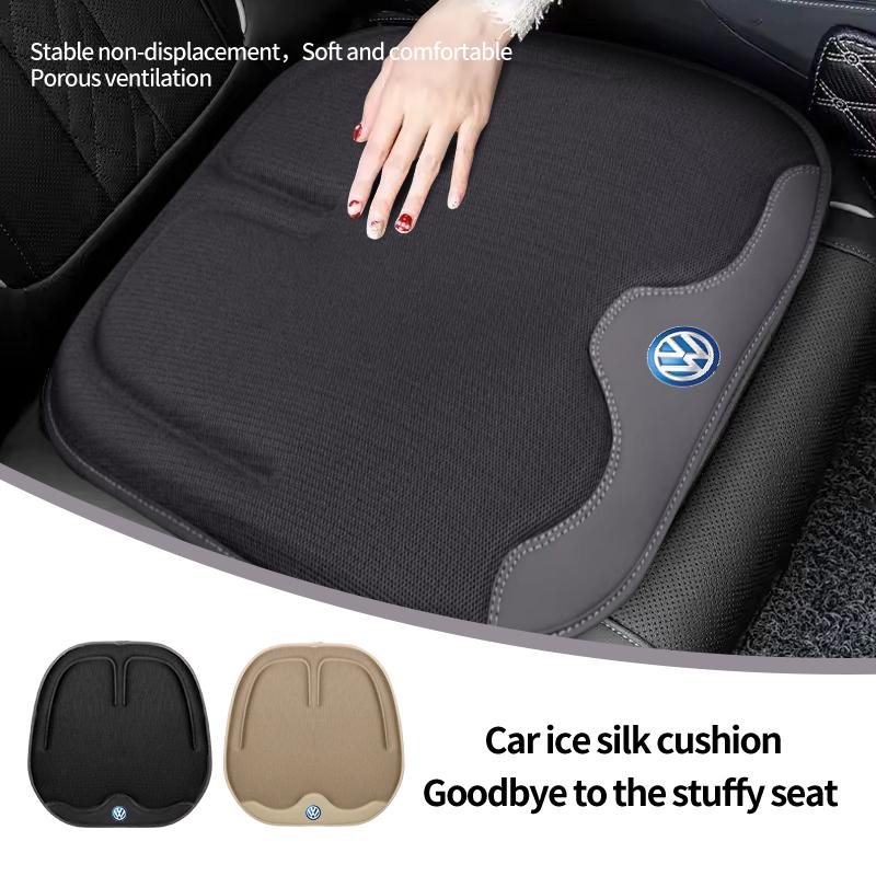 Car Seat Cushion Leather Breathable Ice Silk Pad Interior Accessories For VW GTI Polo Passat Scirocco Golf Tiguan Jetta T-ROCJD8