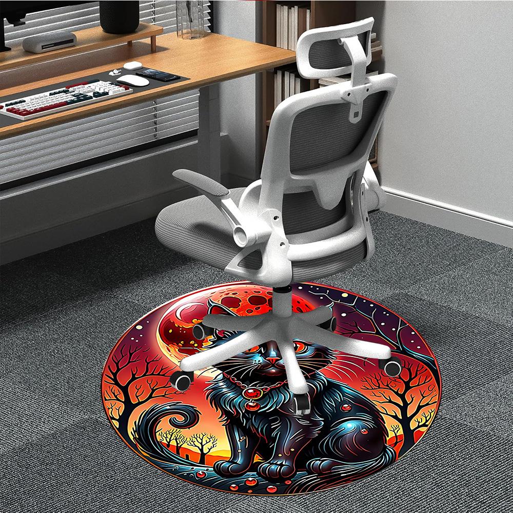 

1pc Black Cat Moon Chair Carpet for Office, Non-slip, Soft and Durable Leisure Rug, Perfect for Office, Living Room yy251103150 80cm by 80cm