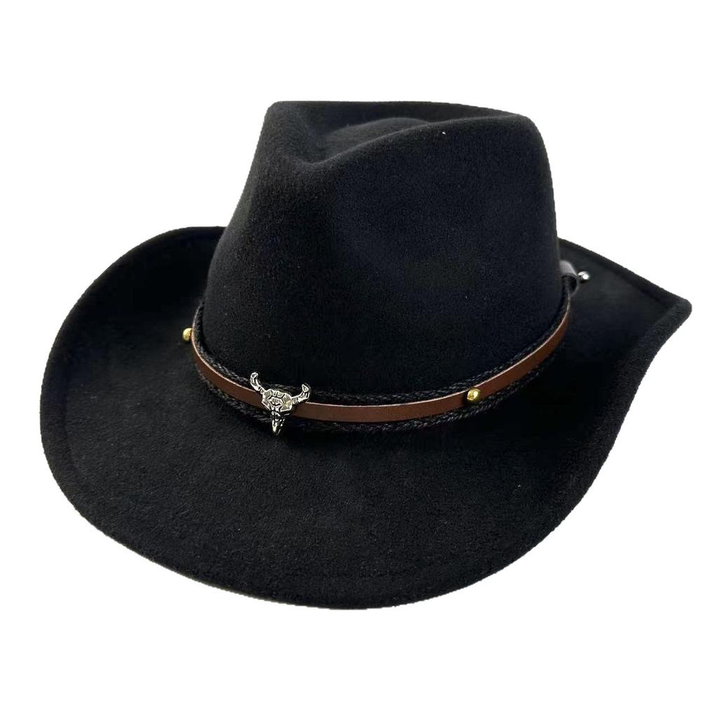 Popular Thousand Bird Grid Double-Sided Top Hat Autumn And Winter Warm British Jazz Hat Personalized Performance Cowboy Hat
