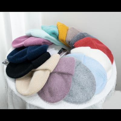 Long Rabbit Fur Knitted Hat Women's Autumn Winter Woolen Hat Fashionable Thick Pullover Hat