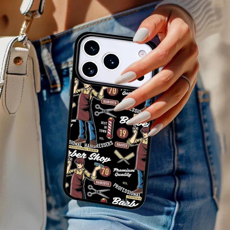 Barber Shop Hair Stylist Salon Bumper Phone Case For iPhone 17 Air 14 15 13 12 Max Cover For Apple 16 16e 11 Pro Max Plus