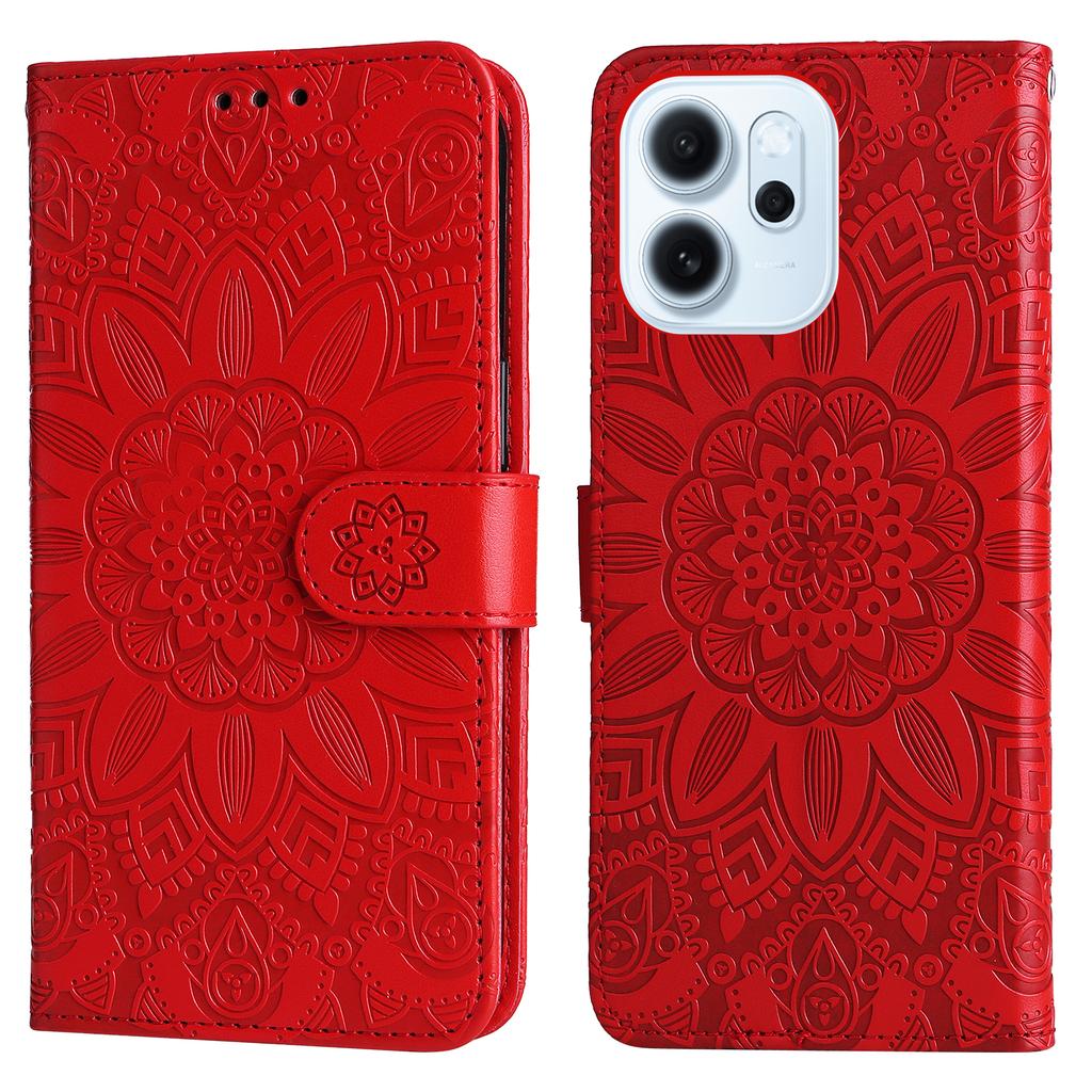For Oppo Reno15 F 5G Case Sunflower Imprint Leather Wallet Phone Cover