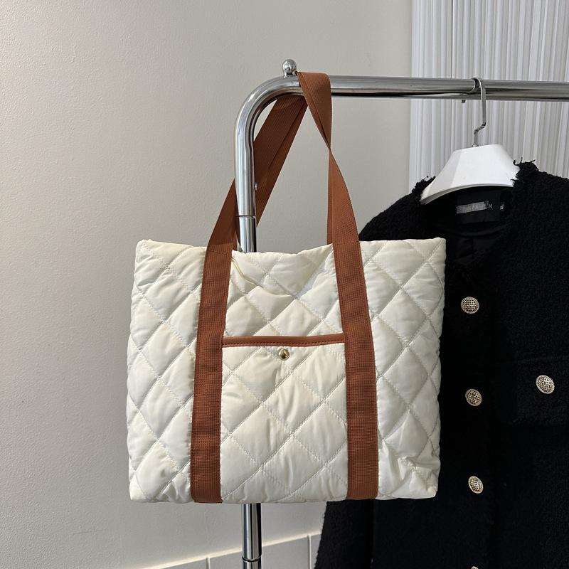 cotton clothes large bag women's rhombus down cotton light tote bag new large-capacity shoulder bag