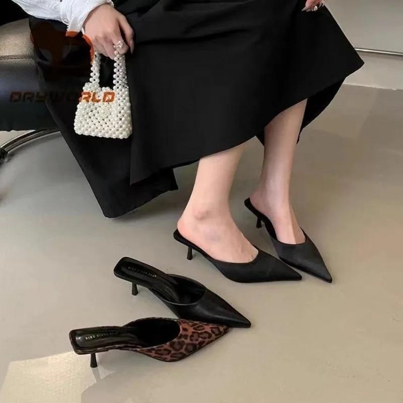 Women's Shoes  Hot Sale Closed Toe Women's Slippers Fashion Leopard Print Dress Slippers Women New Best Seller Heels Women