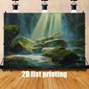 2D Enchanted Forest Waterfall Backdrop Magical Sunbeam Nature Background for Events