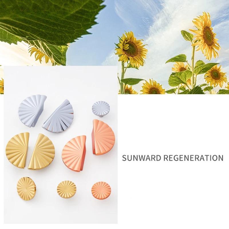 Brass Handle Semi-Circular Shape Door Knob Furniture Handles Sector Drawer Pulls Kitchen Cabinet Gold Knobs and Handles