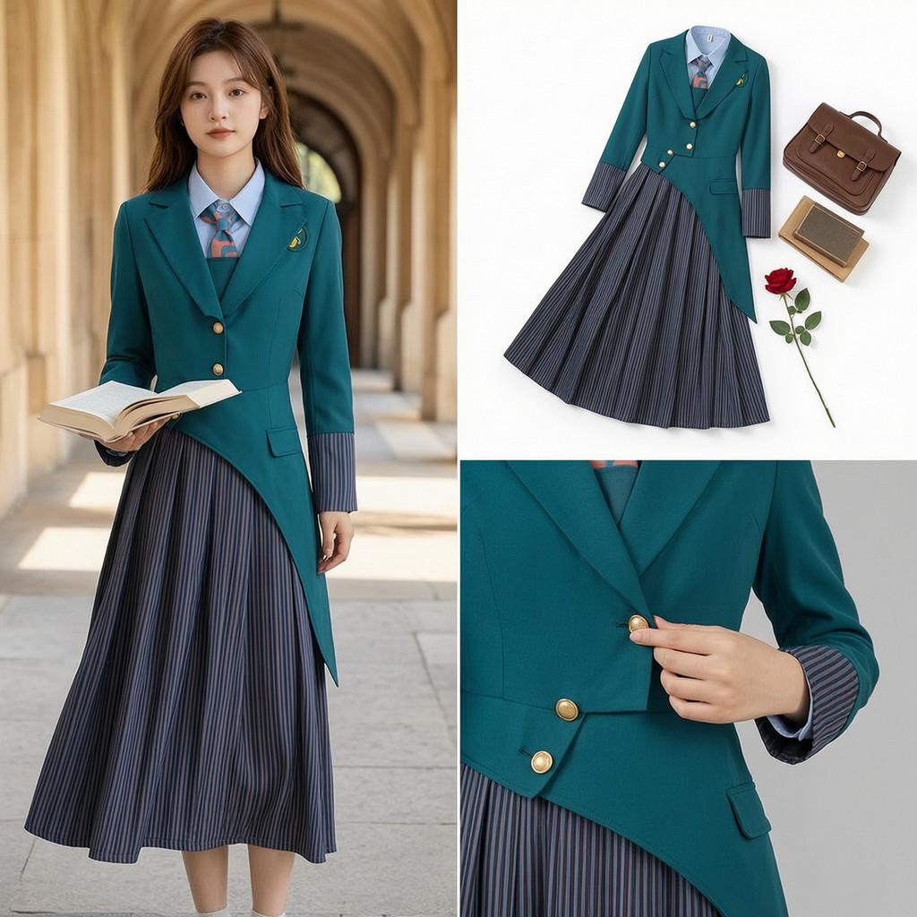 Wicked School Uniform Costume Set For Girls With Polyester Fabric For Halloween And Cosplay