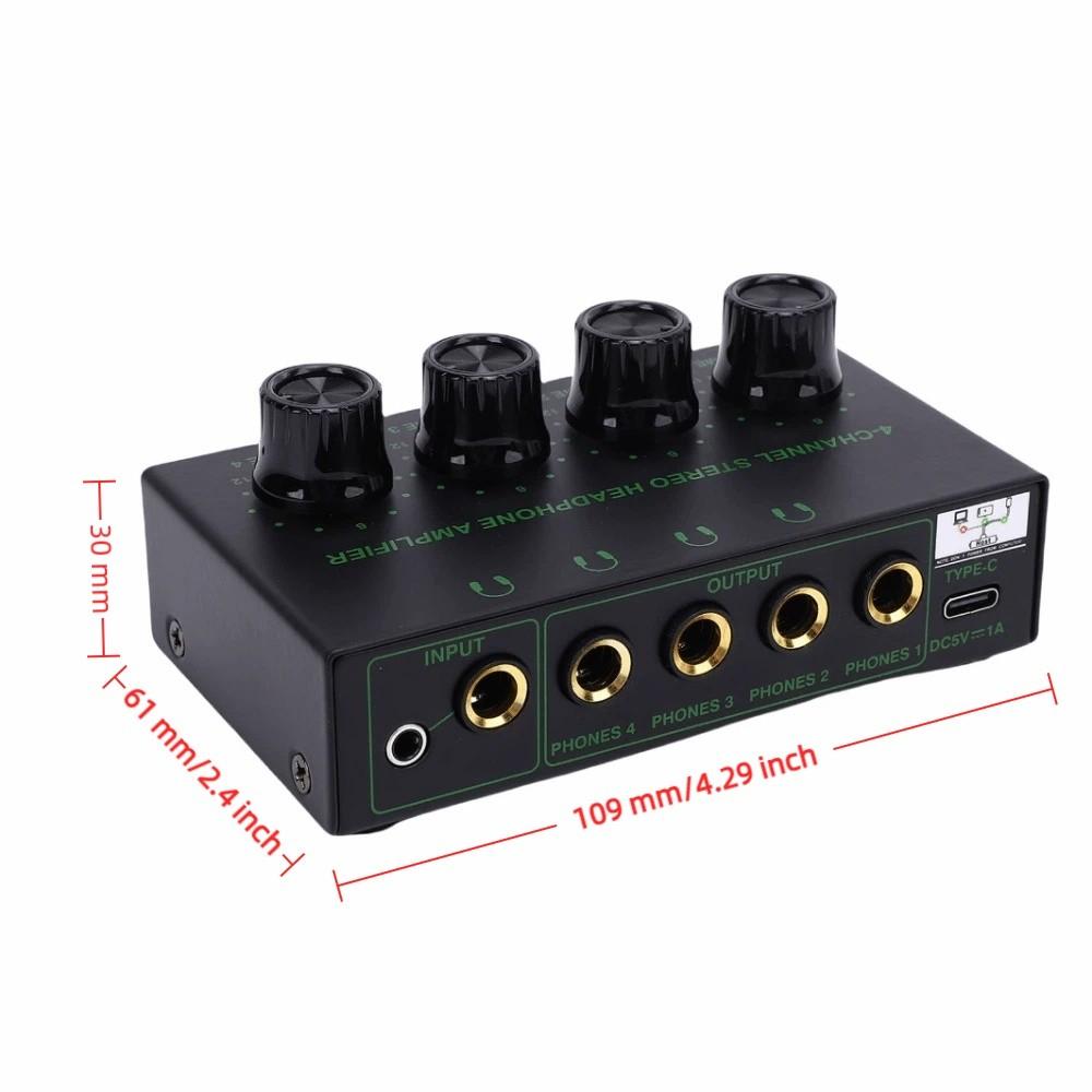 6.35mm & 3.5mm Input Stereo Headphone Amplifier Multiple Device Amplifier for Studio