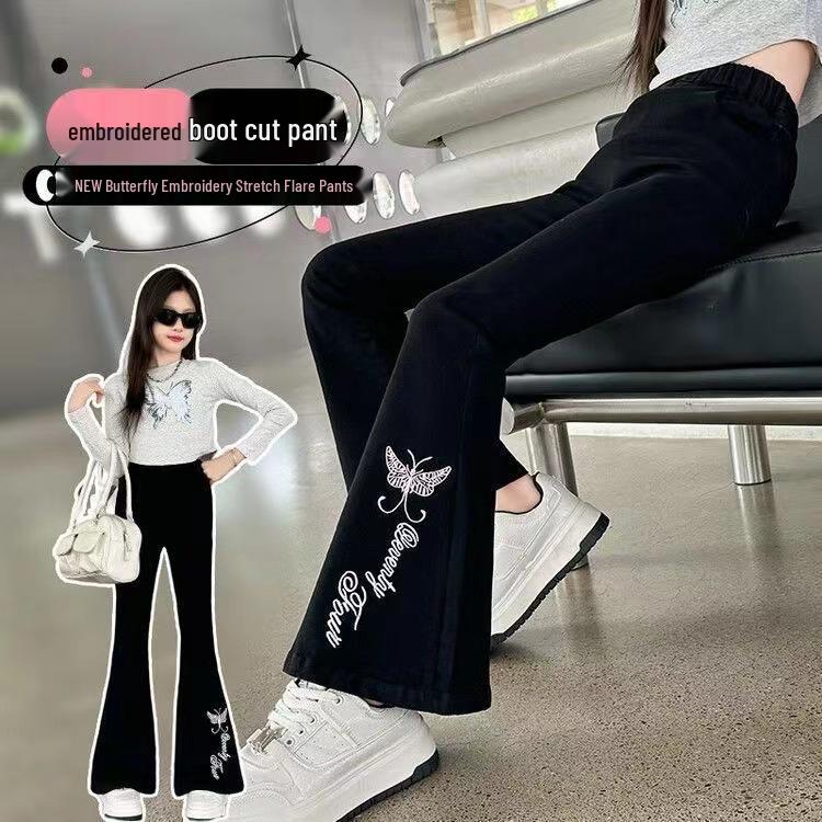 Pantalon Flare Doublé Polaire pour Filles: Vêtements décontractés tendance automne/hiver pour préadolescents