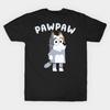 Men Black Print T-shirt Vintage Pawpaw Bluey Cartoon No-Cut Transfer Paper Print Cotton Tshirt