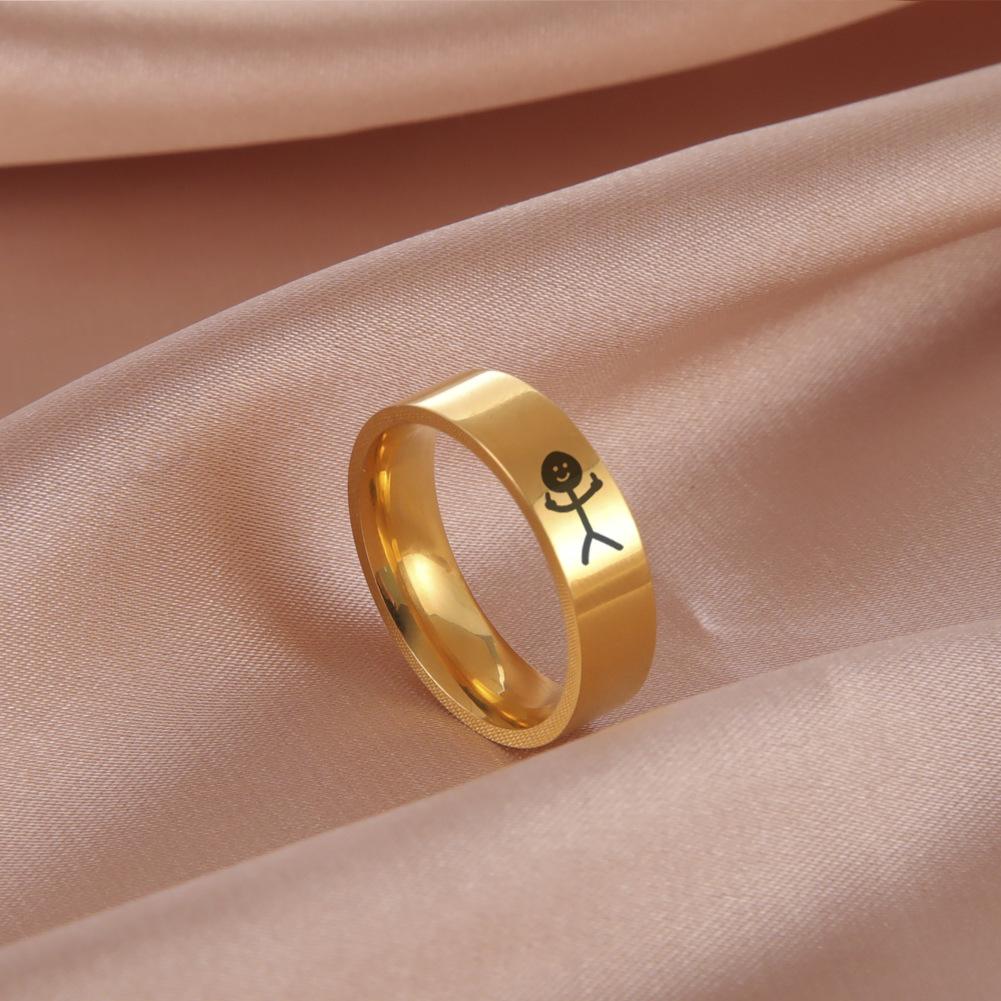 8MM Ladies Cartoon Smile Face Rings Jewelry
