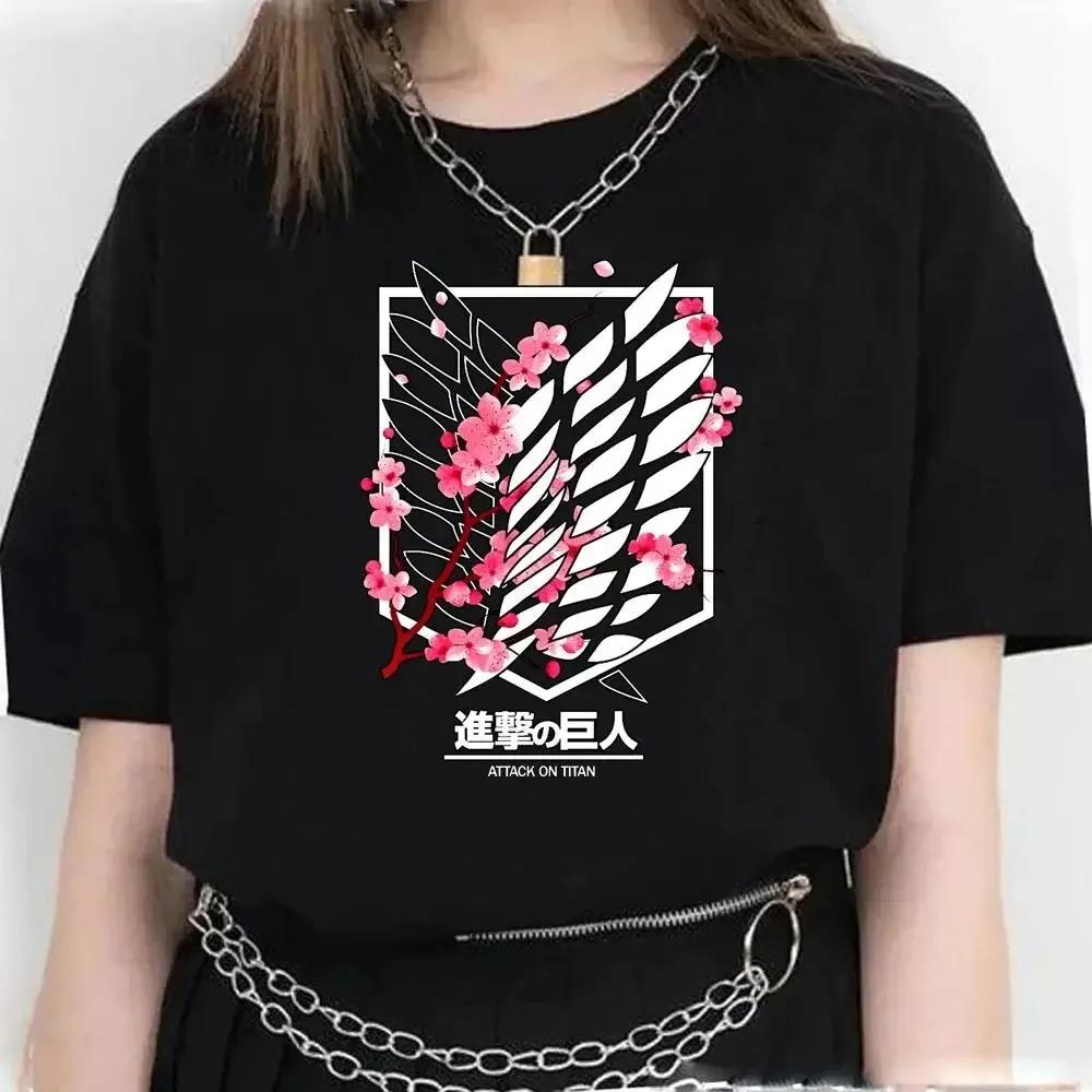2024 New Anime Attack Titan Graphic Printing Harajuku T-Shirt Casual Fashion Short Sleeve Plus Size T-Shirt Ladies Short Sleeve