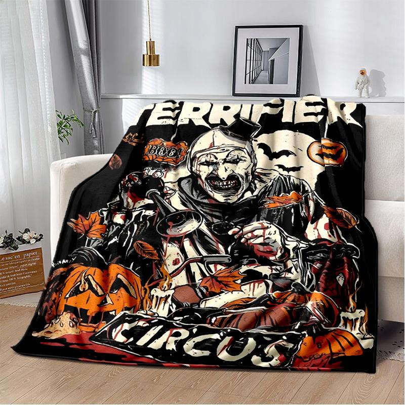 2026 New Style Terrifier 3 Horror Clown Movie Cartoon Soft Blankets,Throw Blanket Comfortable Blanket for Picnic Beds Sofa Home