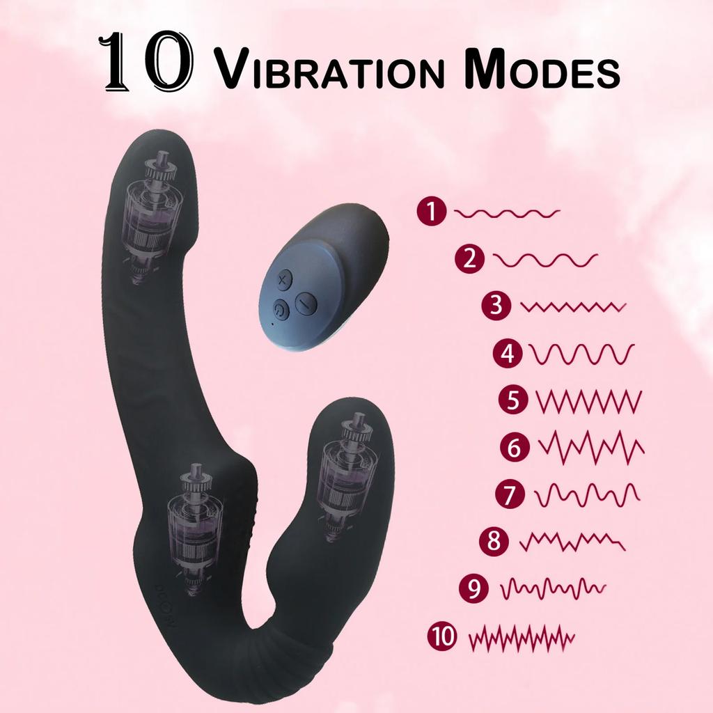 Strapless Strap-on Dildos Vibrator with Remote Control for Women Lesbian Couples G Spot Sex Toys with Clitoris Stimulator Double-headed Masturbator