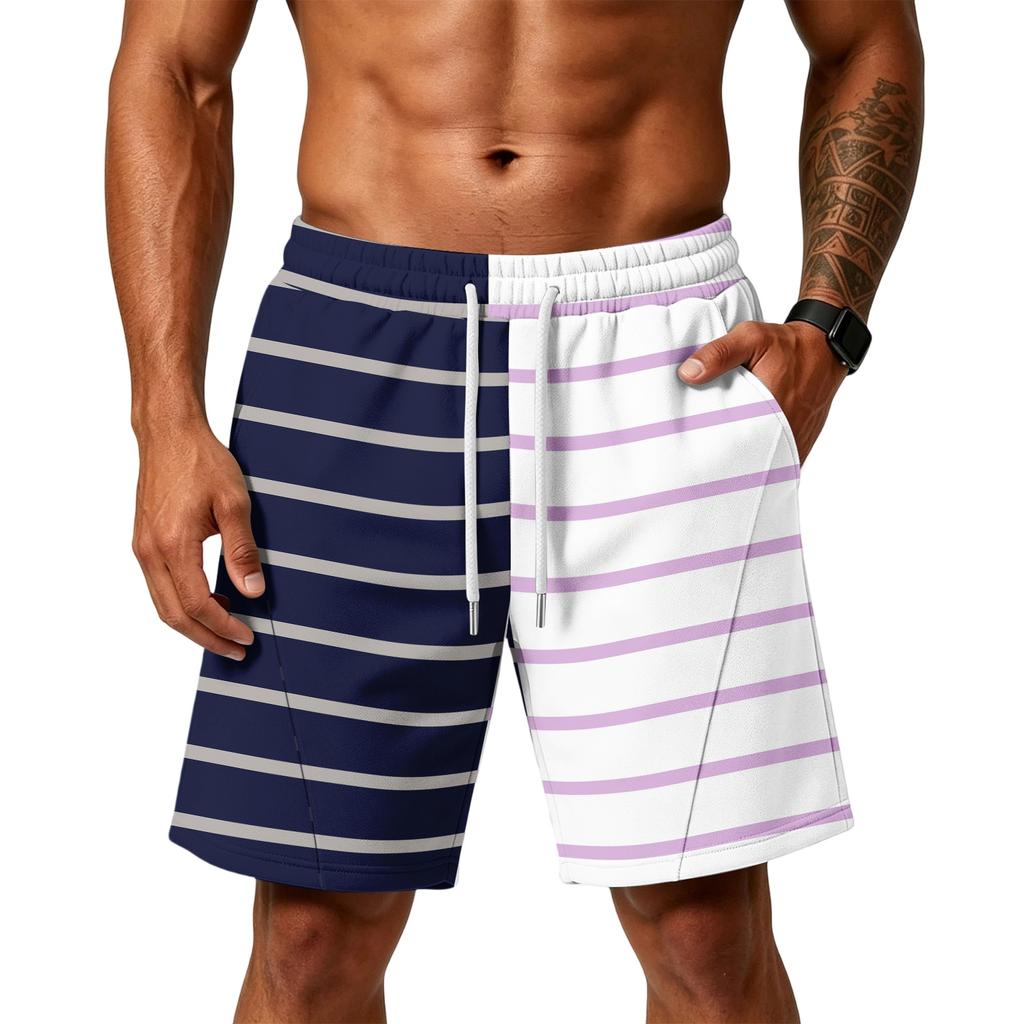 Men’s Layer Loose Shorts with Pockets Camouflage Print Drawstring Waist Gym Training Beachwear