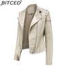 BITCED Studded Fashion Stand Collar Leather Jacket for Women - Solid Colour Spring/Autumn Outerwear - Studded Leather Jacket