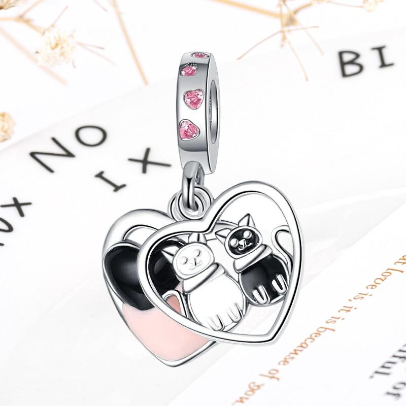 DIY Sparkling Paw Print Charm Beads for Pet Cat Dog Bracelets Jewelry Gifts Accessories