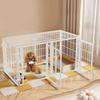 Stackable 48 Inch Heavy Duty Metal Wire Puppy Playpen Dog Crate Foldable Anti-Escape Top Cover for Rabbit Pig Small Dog