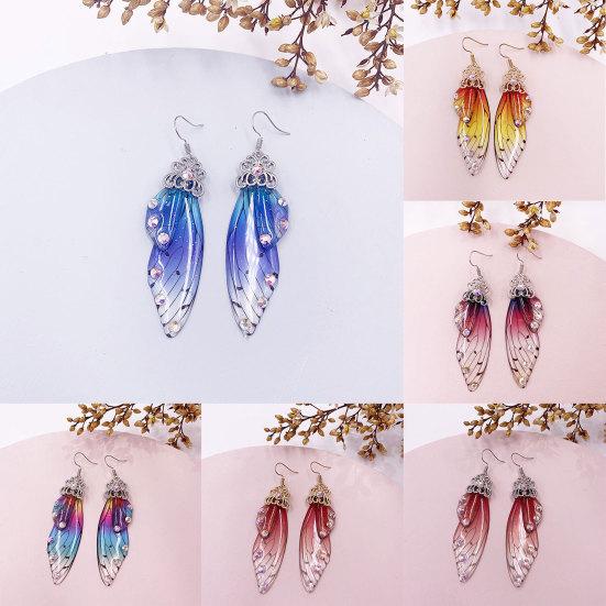 Women Earrings Butterfly Wing Gradient Color Rhinestone Ear Hook Jewelry