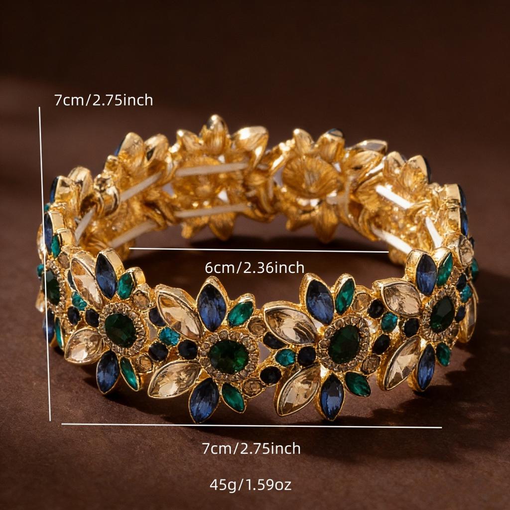 Fashion Retro Inlaid Diamond Colored Bracelet Light Luxury Trend Versatile Bracelet Niche High-End Jewelry