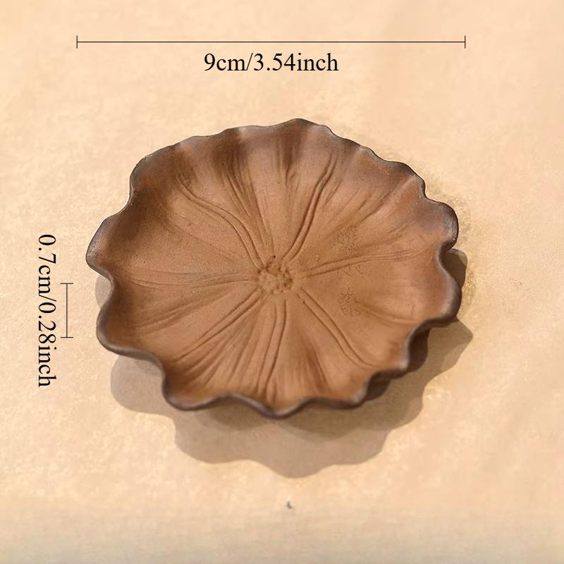 

Vintage Lotus Leaf Tea Tray Chinese Handmade Carving Household Dry Foam Table Coarse Pottery Small Tea Tray Tea Set Accessories 9x0.7cm