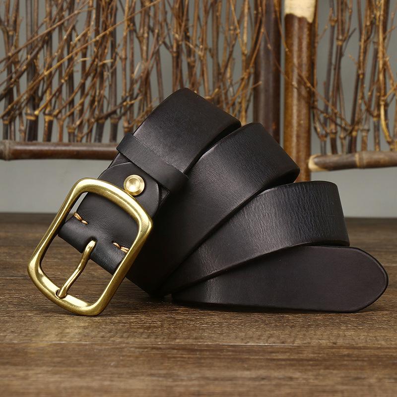 Men's Belt Retro Washed Distressed First Layer Pure Cattlehide Leather Pin Buckle Versatile Youth Casual Jeans Belt