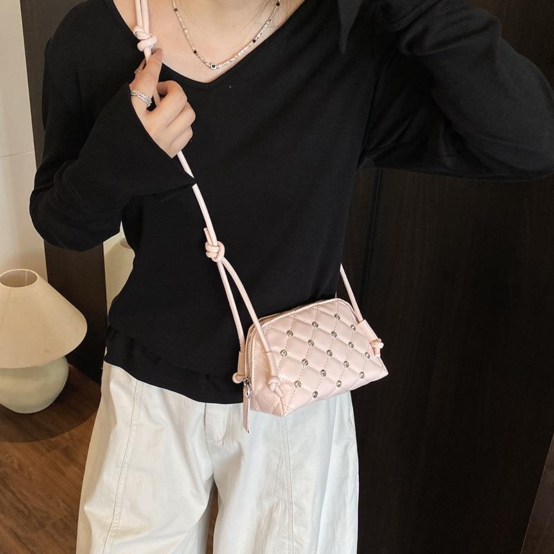 Premium diamond-encrusted shell bag women's 2025 new summer shoulder messenger bag trendy fashion casual small bag