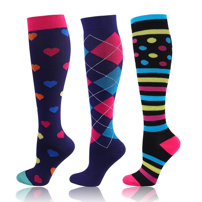 58 stylů 3 páry/balení Kompresní podkolenky 30 mmHg Ženy Muži Sportovní podkolenky Edém Cukrovka Křečové žíly Běžecké podkolenky