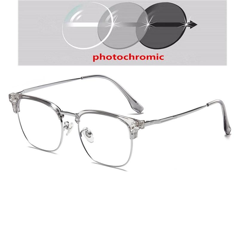 Anti Blue Rays/Photochromic Square Myopia Glasses Outdoor Shade Anti-Uv Short-Sight Prescription Eyewear 0 -0.5 -0.75 To -6.0