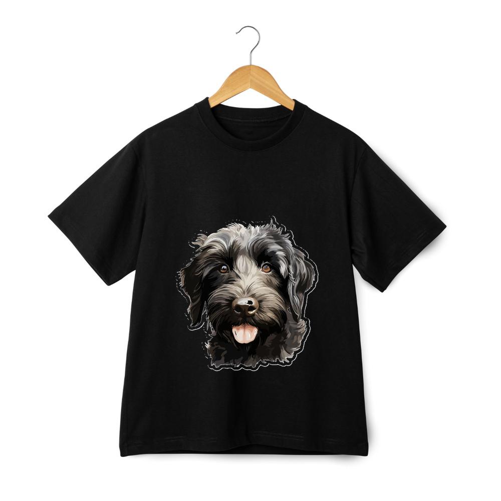 

Black Labradoodle T-Shirt - Unisex Cute Dog Face Cartoon Graphic Pet Tee S