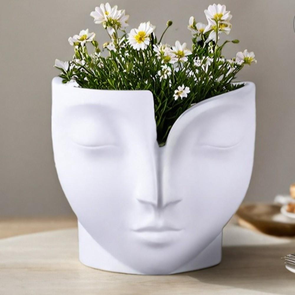 Heat Resistant Face Planter Mold Flexible Flower Pot Mold Unique Silicone Candy Mold  Craft Making