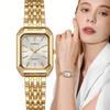 1pc Women's Fashion Quartz Watch, Simple Dial Square, High-Quality Gold Plated, Stainless Steel Strap, Suitable For Birthday, Anniversary