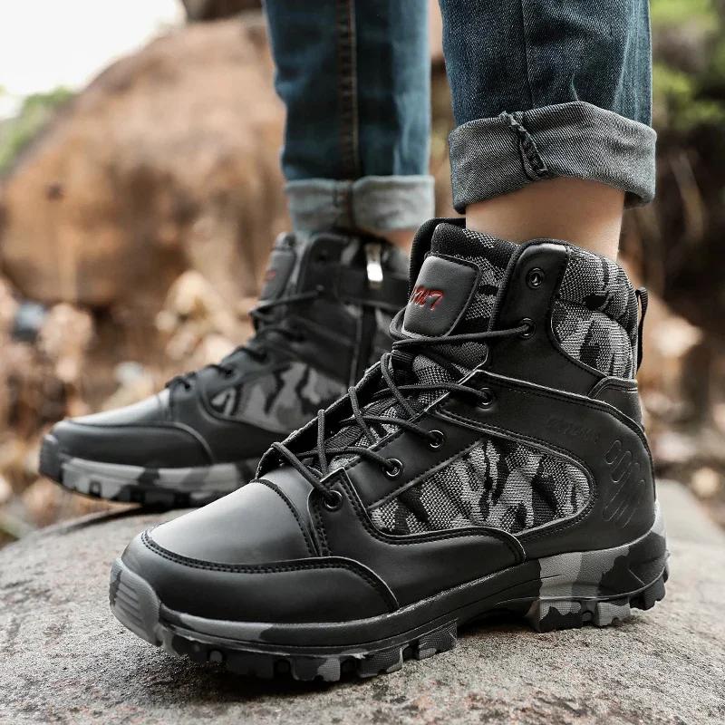 New Men Tactical Boot Breathable Training Waterproof Climbing Shoes Military Brand Size Plus Male Ankle Motorcycle Hiking Shoes