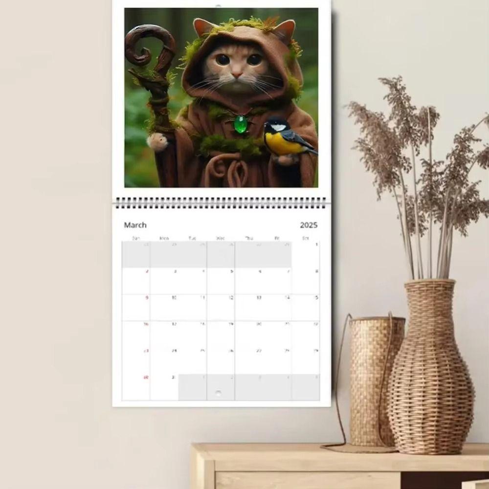 Original Illustrations Cartoon Cat Calendar Medieval Hanging Wall Calendary  Family Office Supplies