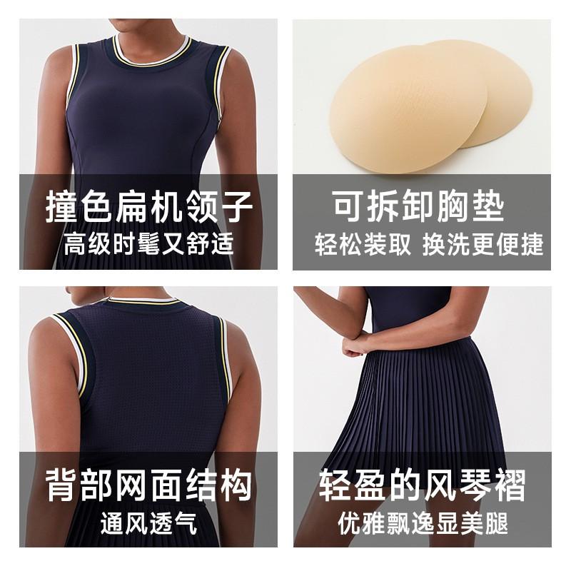 Womens Athletic Tennis Dress With Built-in Shorts Breathable Yoga Skirt Golf Running Fitness