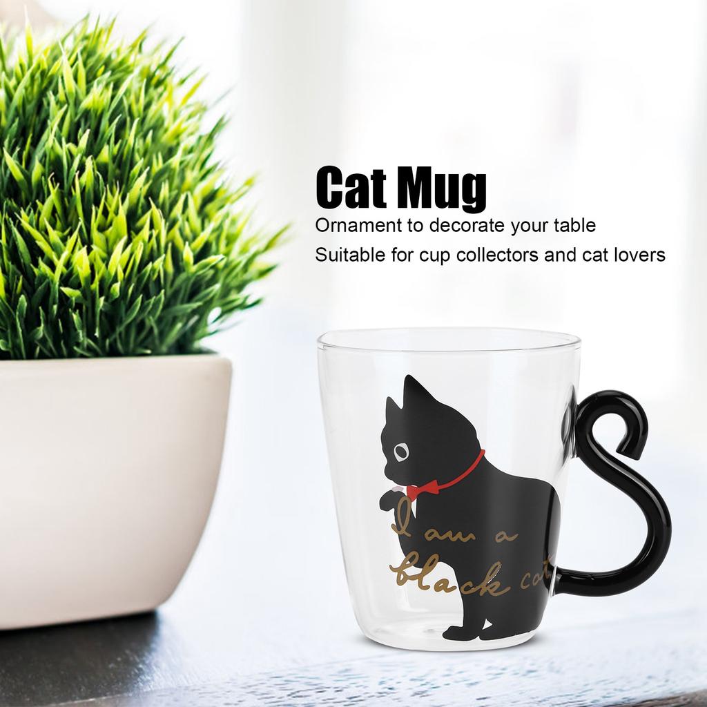 Katze Tasse Kaffee Milch Tee Wasser Glas Kinder Flasche Transparent Hitzebeständig Wiederverwendbare Becher(Weiße Katze )