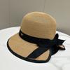 Elegant Hepburn French Bucket Hat Sun Hat Foldable Straw Hat Summer Beach Vacation Sun Hat