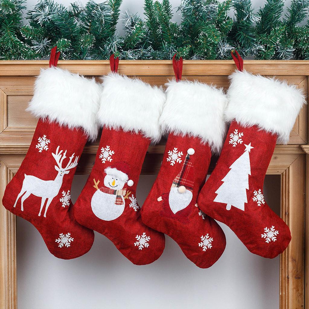 Xmas Stocking with Light Hanging Loops Xmas Stocking Decoration for Holiday Decor Snowman Type