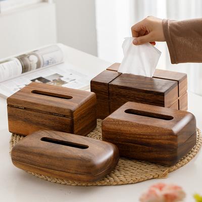 Solid Wood Tissue Box Simple Household Paper Box Hotel Table Desktop Living Room Wooden Paper Box