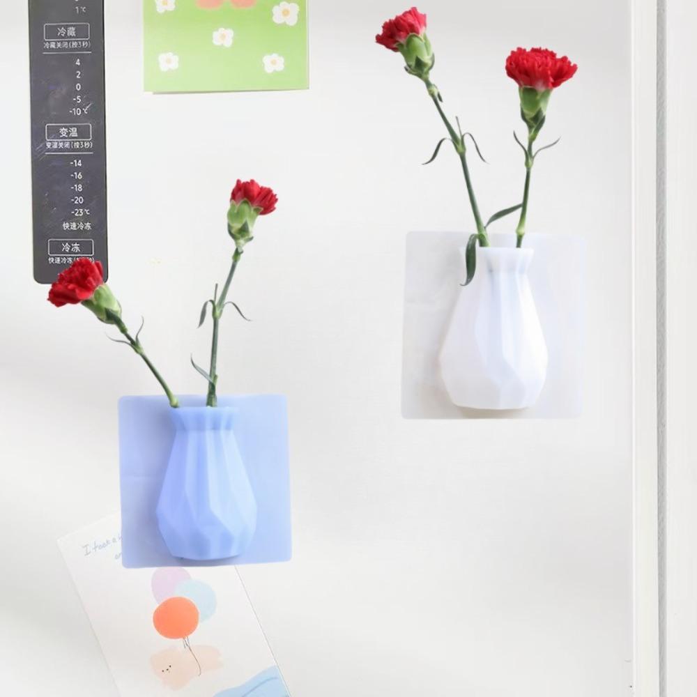 Silicone Magic Sticker Vase Reusable Decorative Vase Hot Wall-mounted Vase  Dried Flowers
