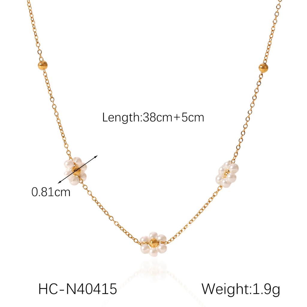 French Vintage Freshwater Pearl Necklace Beaded Choker Light Luxury Titanium Steel Necklace Non Fading