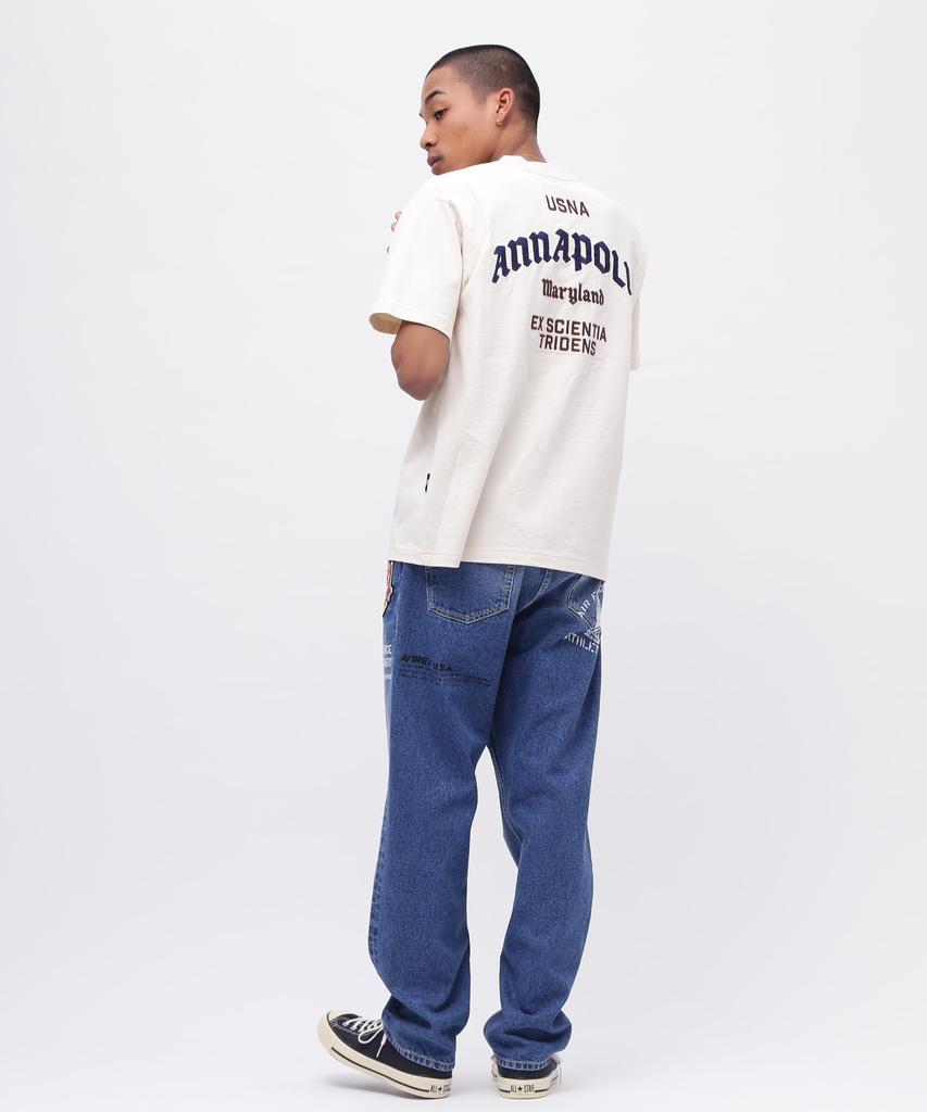 Avirex ANNAPOLIS Store Annapolis Short Sleeve Size T-SHIRT (Official Exclusive) Men's T-Shirt, XL, 414, Natural, 783-5134040