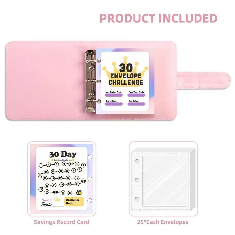 PU Leather Money Saving Challenge Book 30 Envelope Challenge Binder  Money Saving Challenge