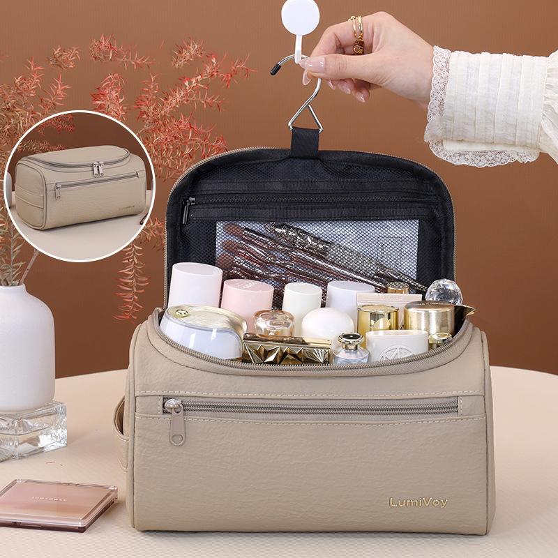 New Leather Men Women Dopp Kit Hanging Travel Washing Organizer Toiletry Bag Business Makeup Pouch Storage Handbag Cosmetic Bag